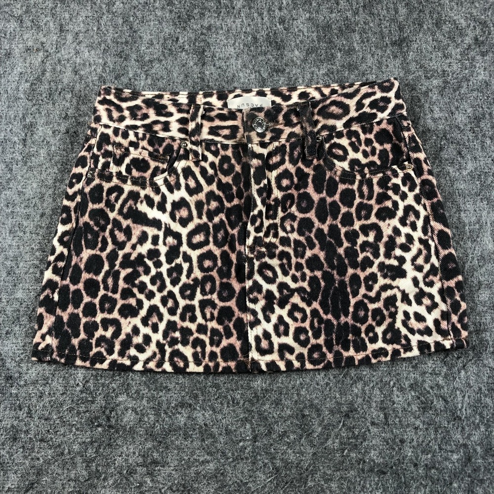 PacSun Leopard Corduroy Mini Skirt Juniors 22 Brown‎ Pockets Casual Party